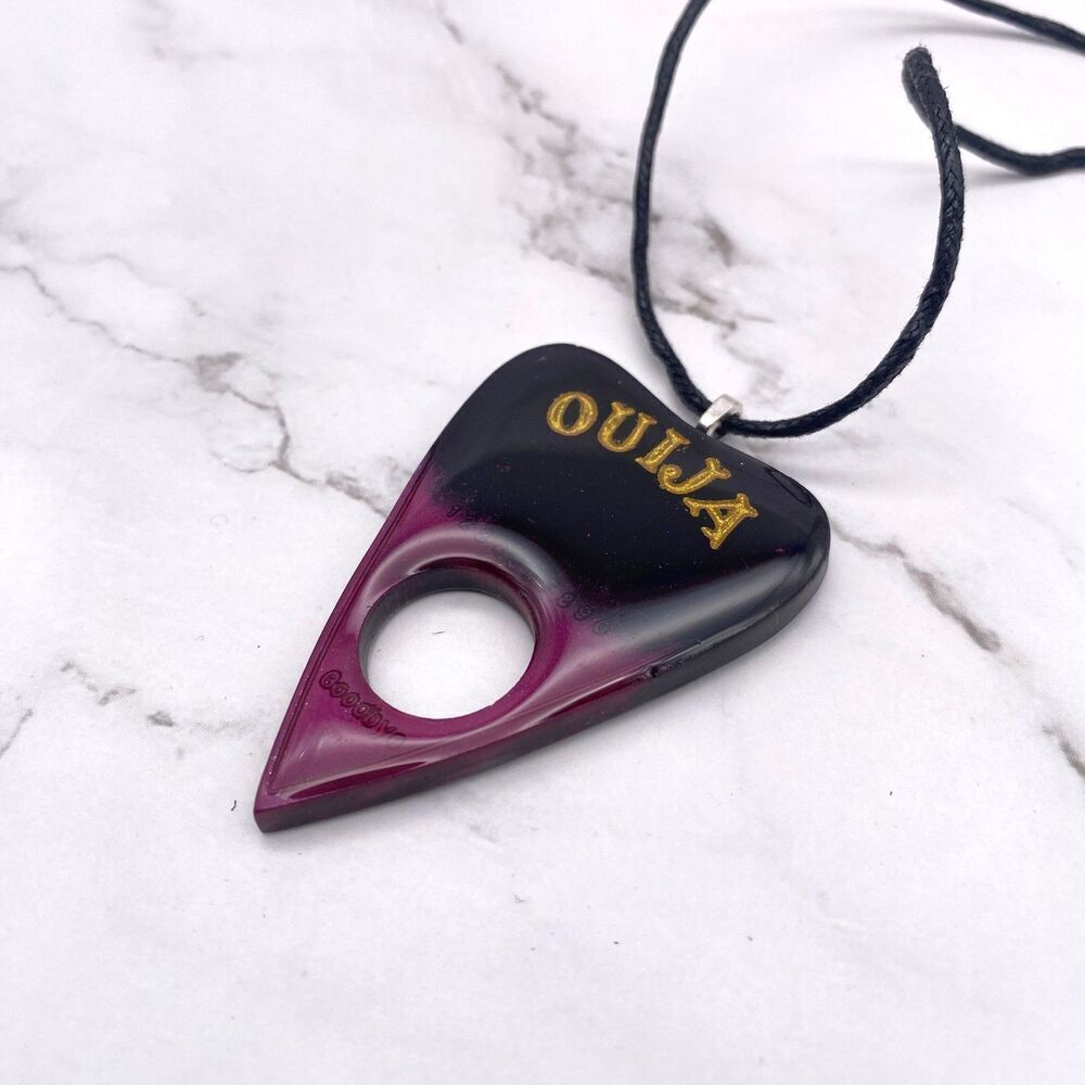 Black Magenta Chrome Dipped Ouija Planchette Necklace - Picture 7 of 9